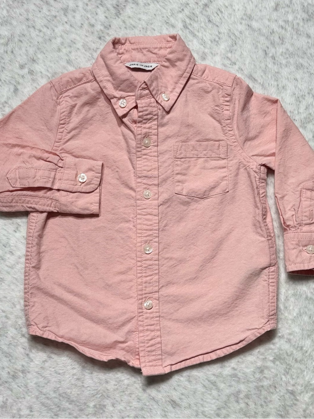 Janie and Jack Pink Oxford Button Down Shirt 12-18M Baby Cotton Long Sleeve